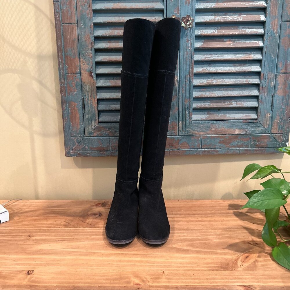 Womens Gibson Latimer Ammelia Suede Over the Knee Boots in Black Cow Leather